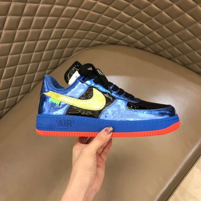 l**is V*t*n x nike air force 1 x off white virgil low blue black sneakers men