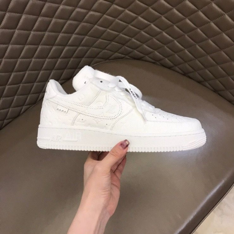 l**is V*t*n x nike air force 1 x off white virgil low pure white sneakers men