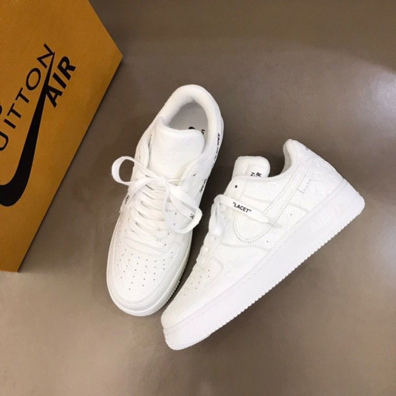 l**is V*t*n x nike air force 1 x off white virgil low pure white sneakers men