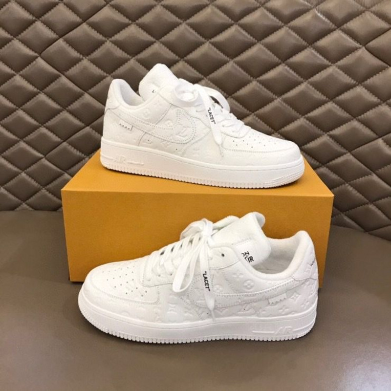 l**is V*t*n x nike air force 1 x off white virgil low pure white sneakers men