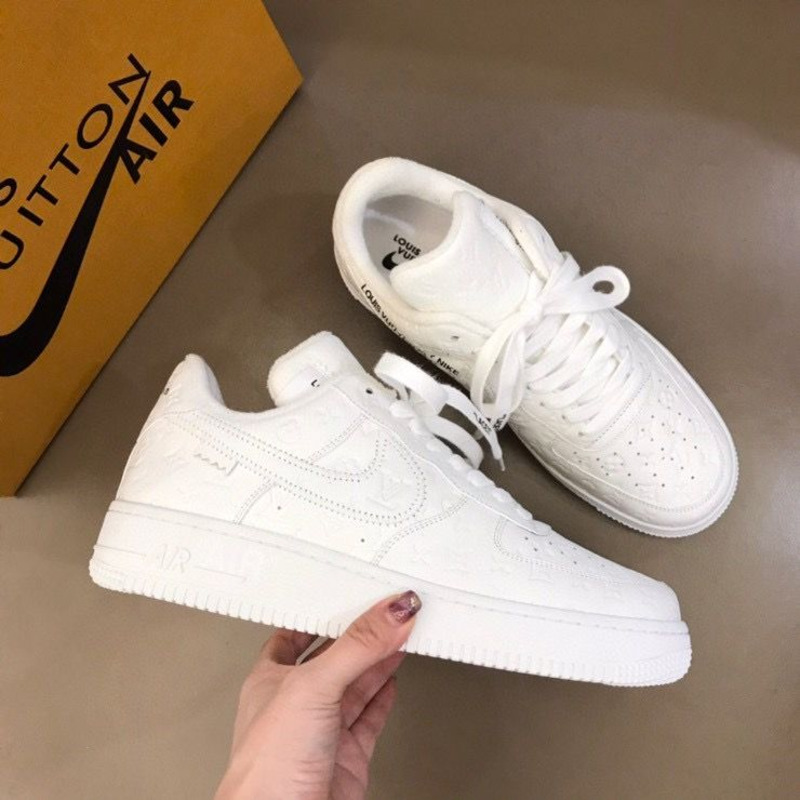 l**is V*t*n x nike air force 1 x off white virgil low pure white sneakers men