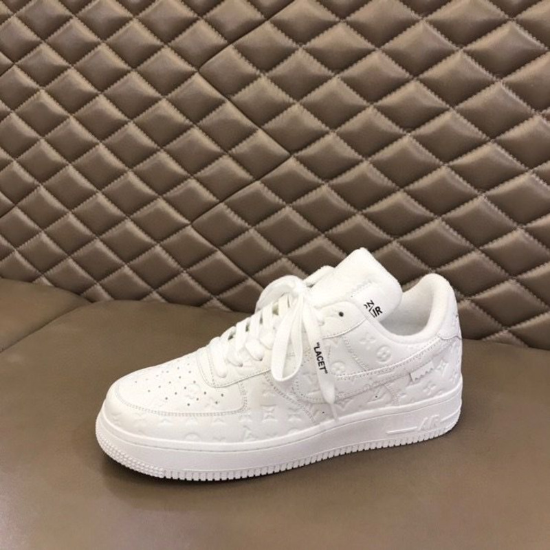 l**is V*t*n x nike air force 1 x off white virgil low pure white sneakers men