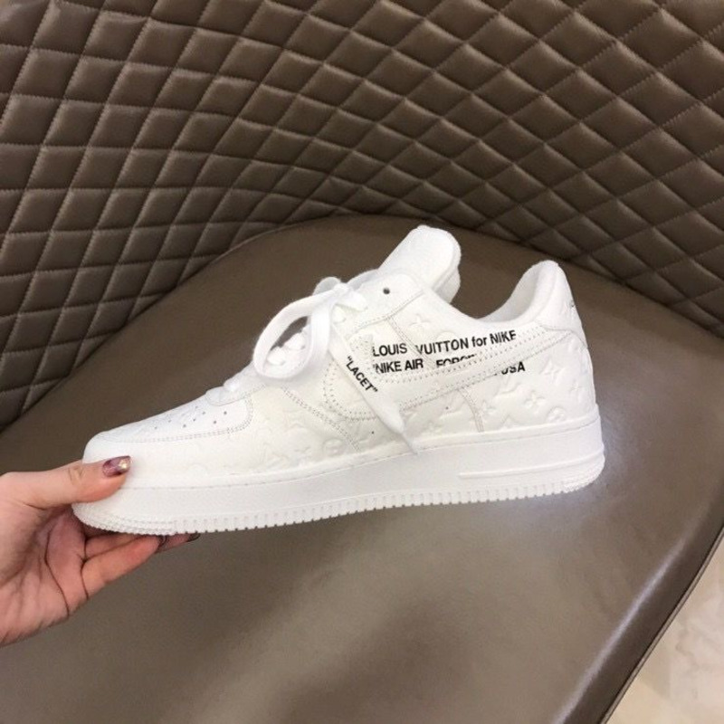 l**is V*t*n x nike air force 1 x off white virgil low pure white sneakers men