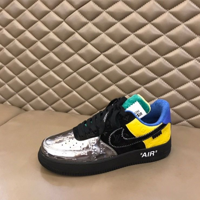 l**is V*t*n x nike air force 1 x off white virgil low silver black yellow sneakers men