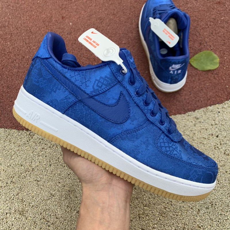 CLOT x Nike Air Force 1 Blue Silk CJ5290 400 Sneakers Men Women