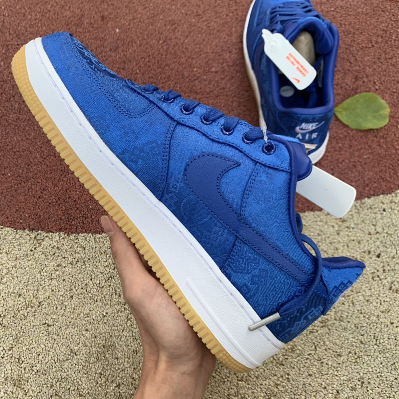 CLOT x Nike Air Force 1 Blue Silk CJ5290 400 Sneakers Men Women