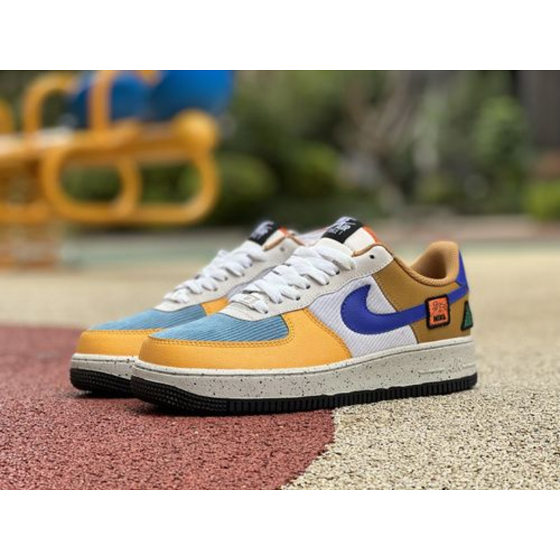 Nike Air Force 1 Gray Blue Orange Corduroy DO4657 740 Sneakers Men Women