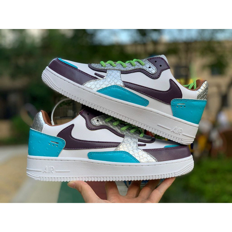 Nike Air Force 1 Low White Blue Brown Sneakers Men Women