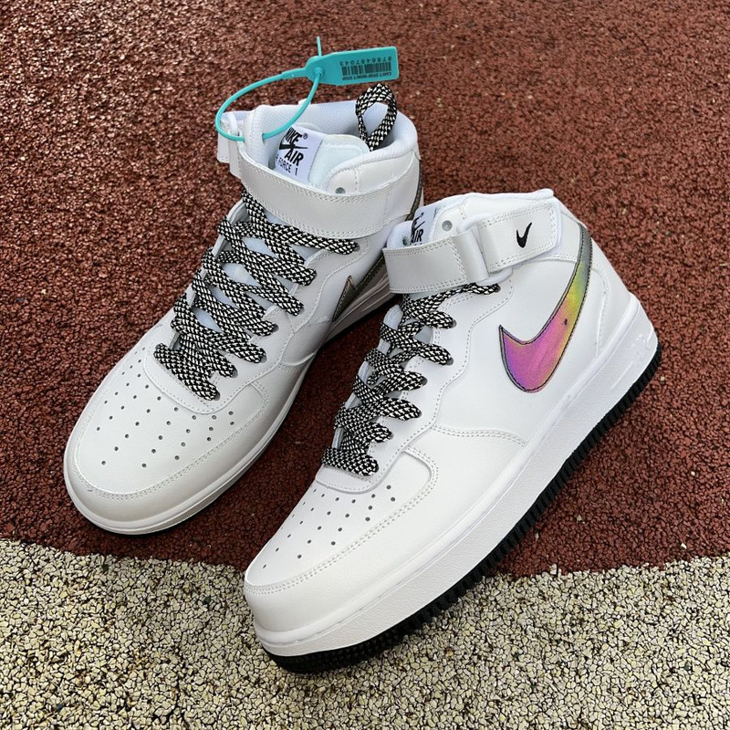 Nike Air Force 1 Mid White Black Gypsophila 07 LV8 3 3D 366731 808 Sneakers Men Women