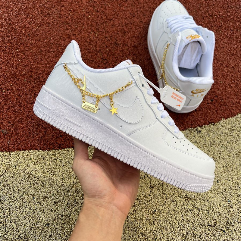 Nike Air Force 1 Pure White Gold Label Women DD1525 100 Sneakers men women