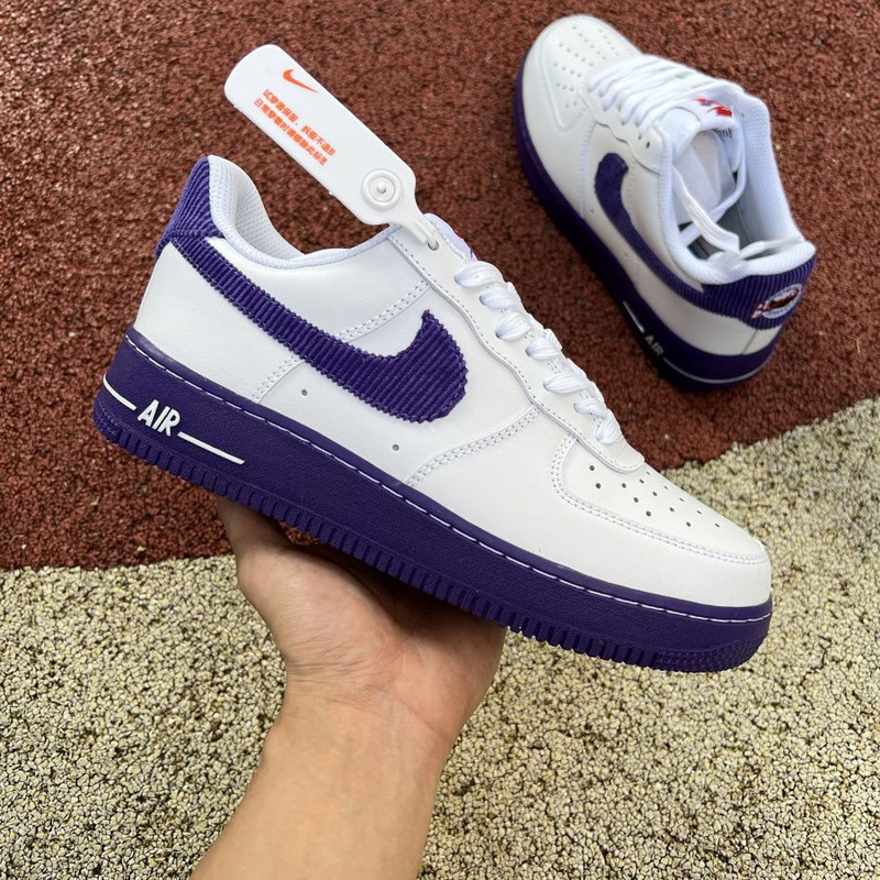 Nike Force 1 Low White Purple Corduroy DB0264 100 Sneakers men women