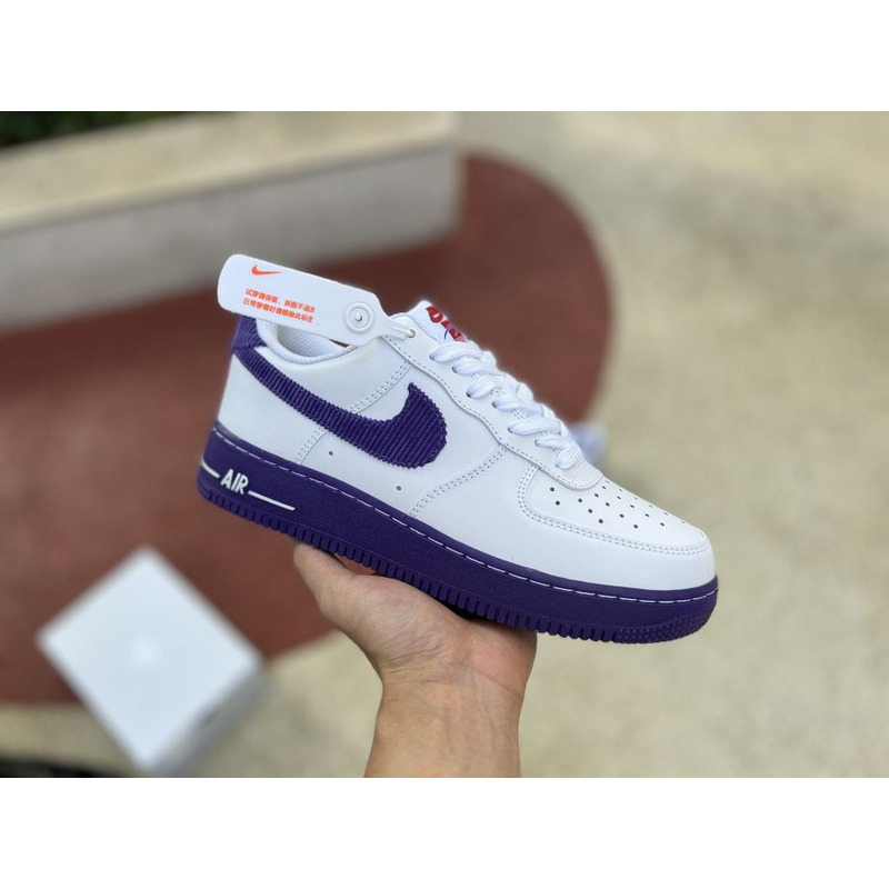 Nike Force 1 Low White Purple Corduroy DB0264 100 Sneakers men women