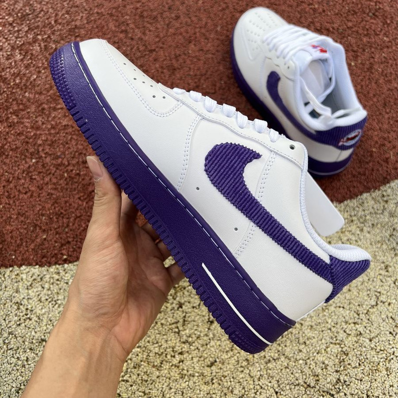 Nike Force 1 Low White Purple Corduroy DB0264 100 Sneakers men women