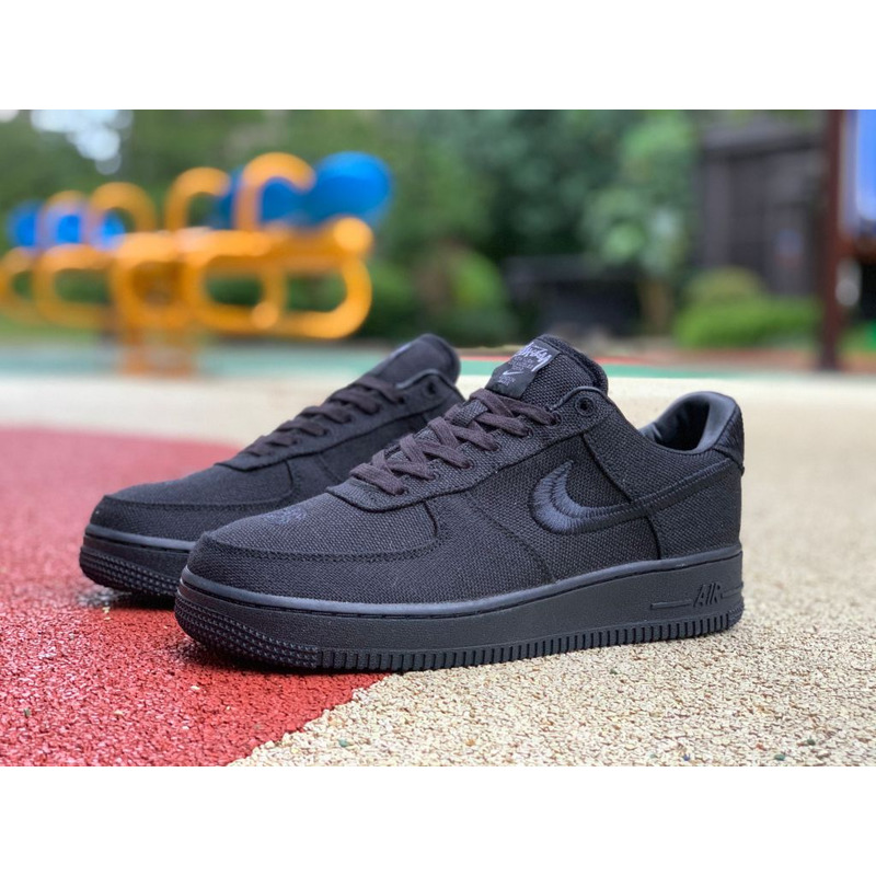 Stussy Nike Air Force 1 Black Soul Black Linen CZ9084 001 Sneakers Men Women