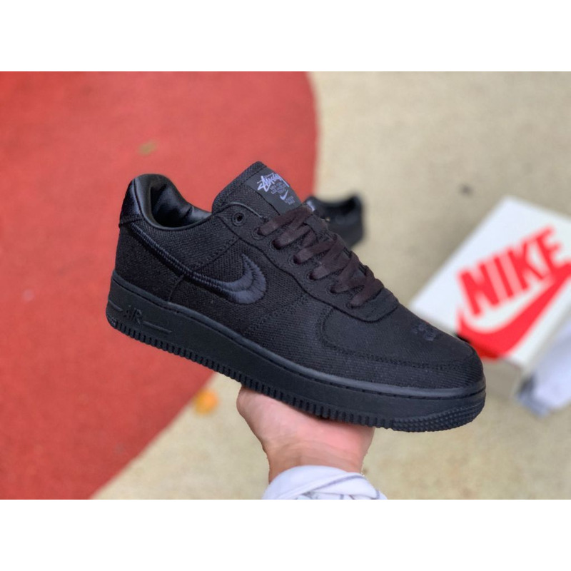 Stussy Nike Air Force 1 Black Soul Black Linen CZ9084 001 Sneakers Men Women