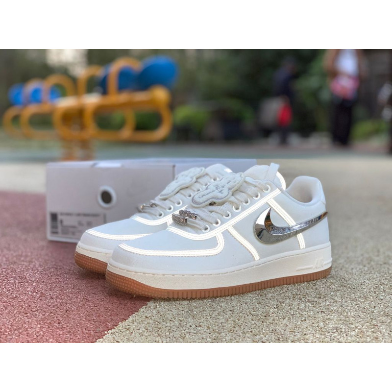 Travis Scott x Nike Air Force 1 Beige 3M Reflective AQ4211 101 Sneakers Men