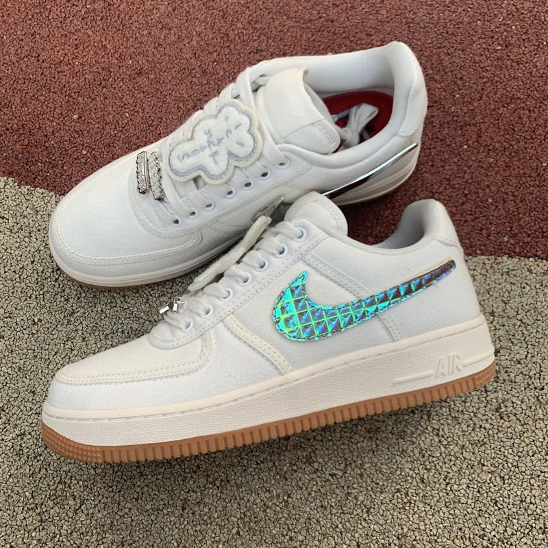 Travis Scott x Nike Air Force 1 Beige 3M Reflective AQ4211 101 Sneakers Men