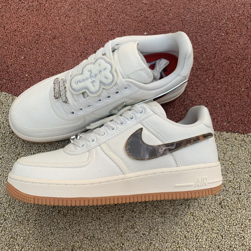 Travis Scott x Nike Air Force 1 Beige 3M Reflective AQ4211 101 Sneakers Men