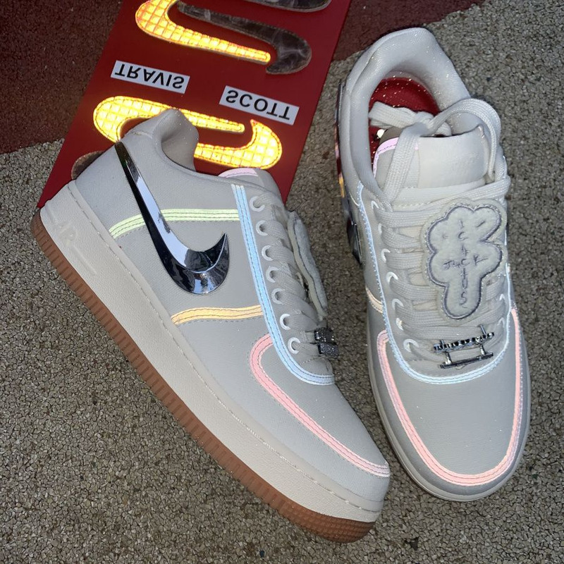 Travis Scott x Nike Air Force 1 Beige 3M Reflective AQ4211 101 Sneakers Men