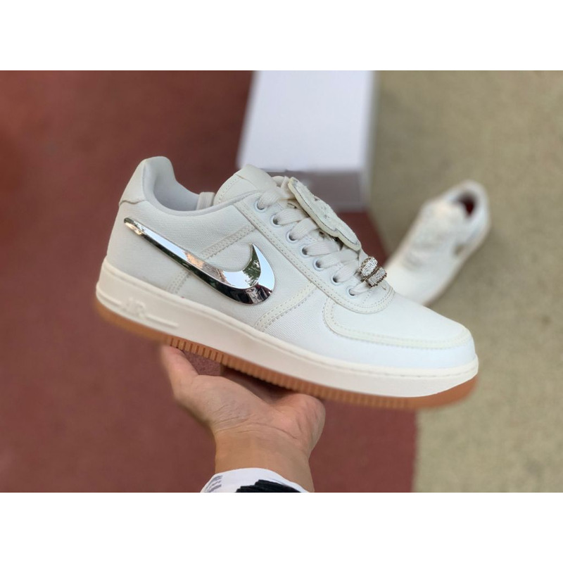 Travis Scott x Nike Air Force 1 Beige 3M Reflective AQ4211 101 Sneakers Men