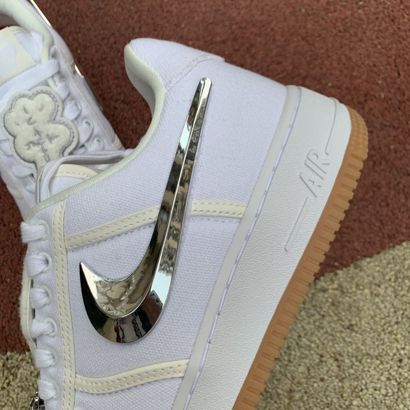 Travis Scott x Nike Air Force 1 Low Pure White Silver Hook AQ4211 100 Sneakers Men