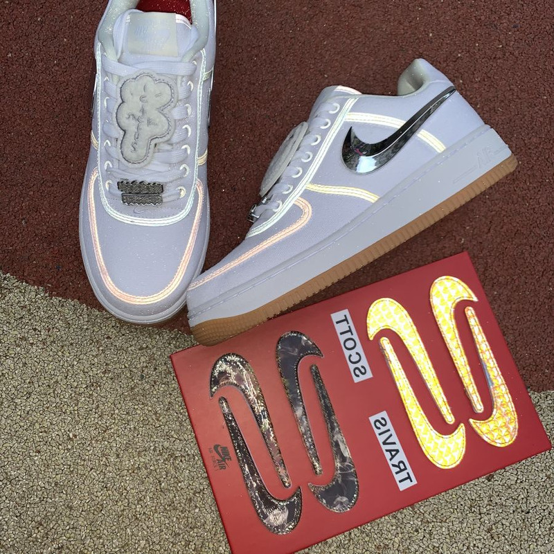 Travis Scott x Nike Air Force 1 Low Pure White Silver Hook AQ4211 100 Sneakers Men