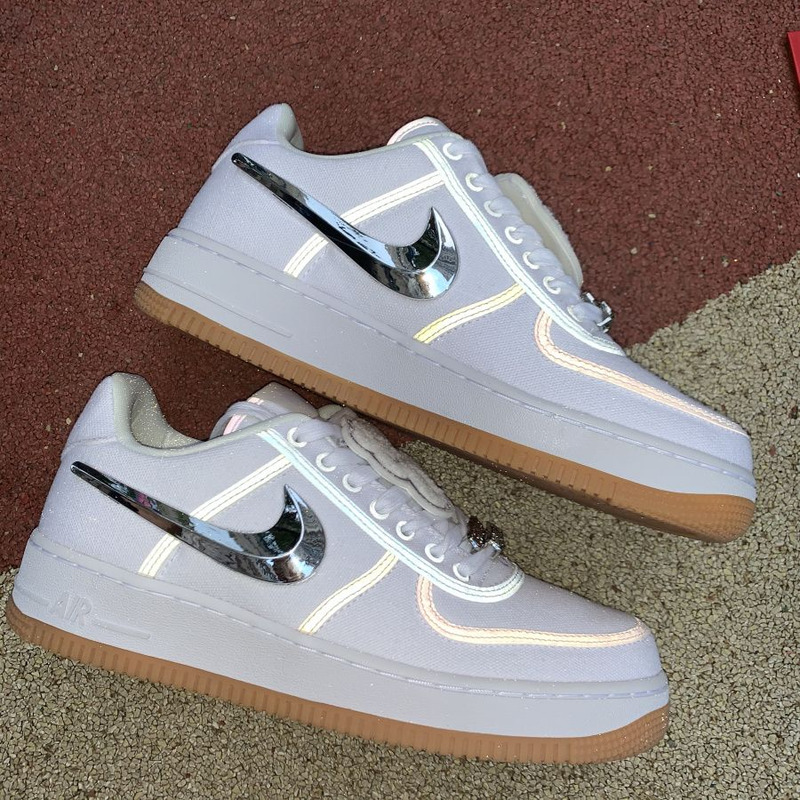 Travis Scott x Nike Air Force 1 Low Pure White Silver Hook AQ4211 100 Sneakers Men