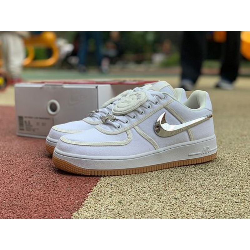 Travis Scott x Nike Air Force 1 Low Pure White Silver Hook AQ4211 100 Sneakers Men