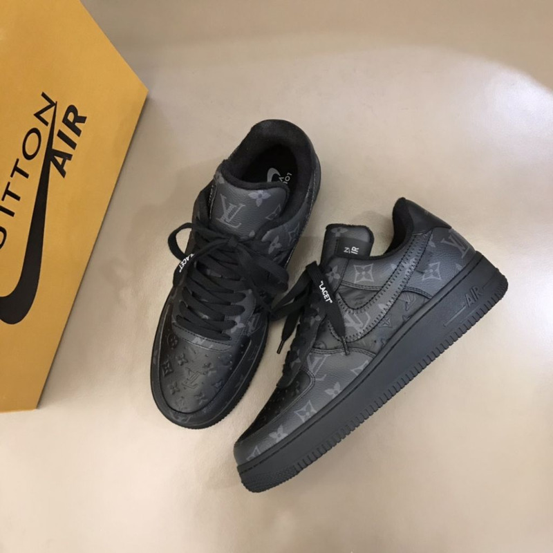 l**is V*t*n x nike air force 1 all black sneakers men women