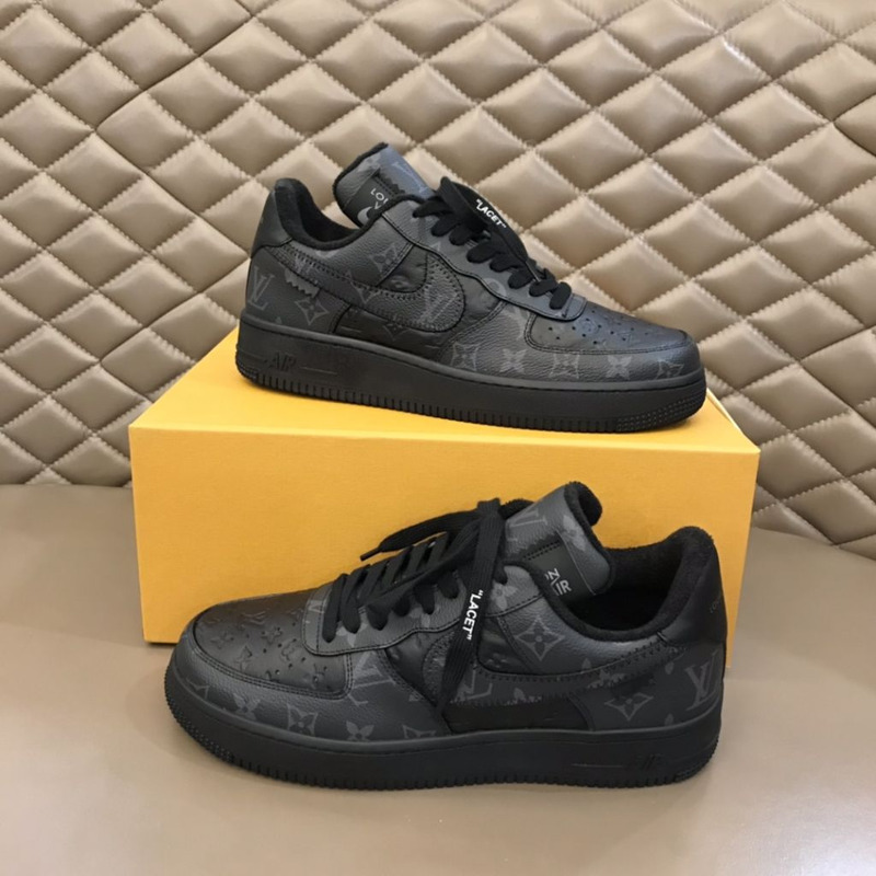 l**is V*t*n x nike air force 1 all black sneakers men women