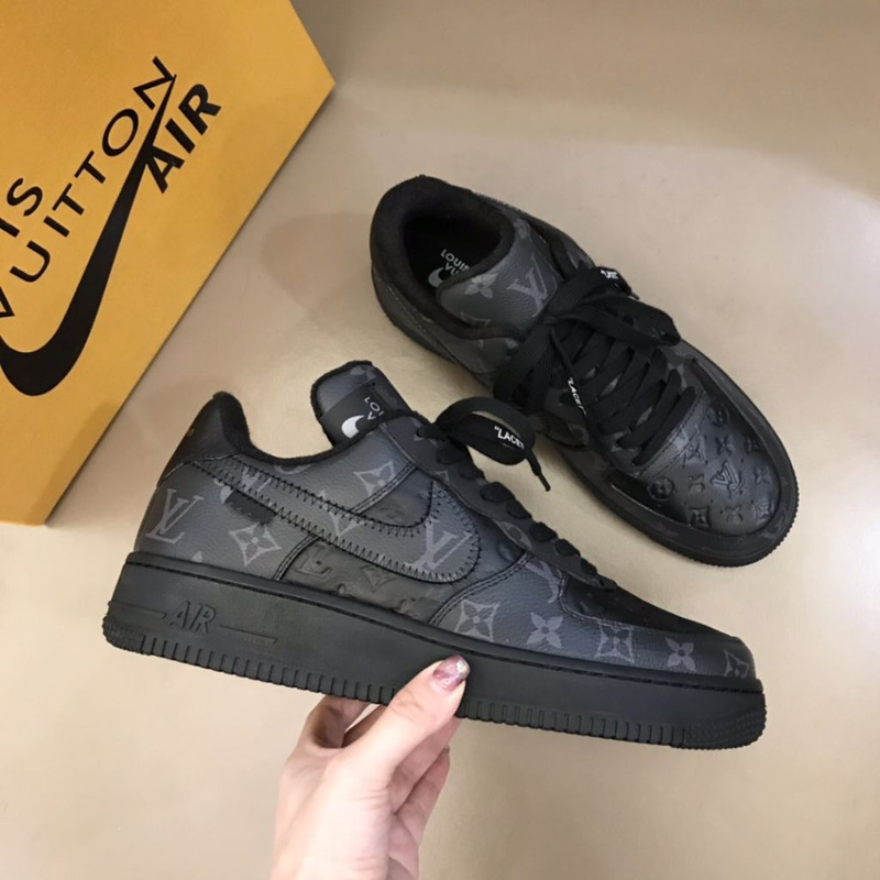 l**is V*t*n x nike air force 1 all black sneakers men women