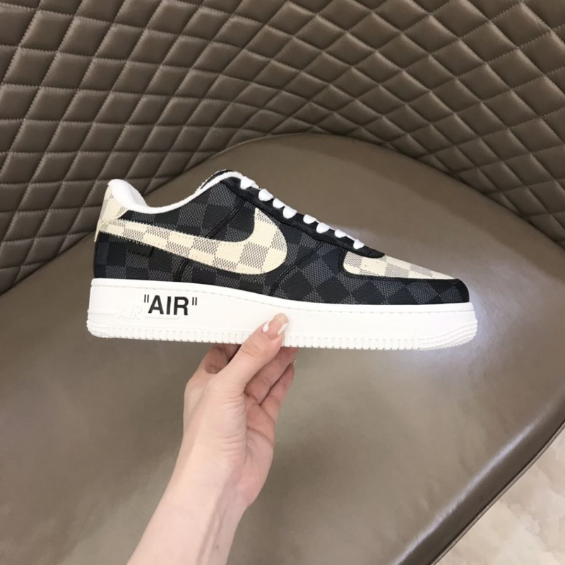 l**is V*t*n x nike air force 1 black checkerboard sneakers men women