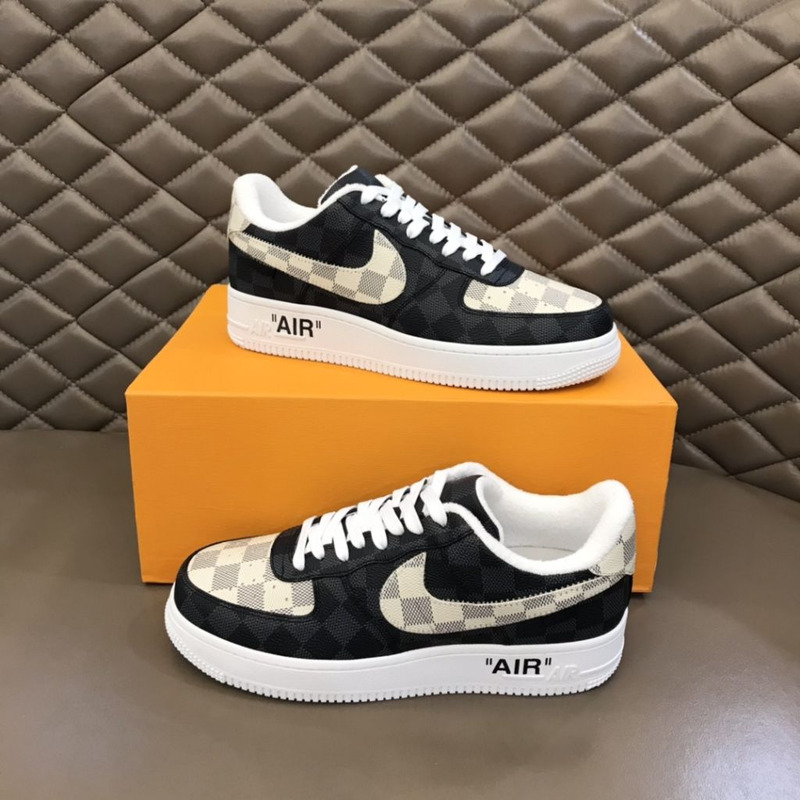 l**is V*t*n x nike air force 1 black checkerboard sneakers men women