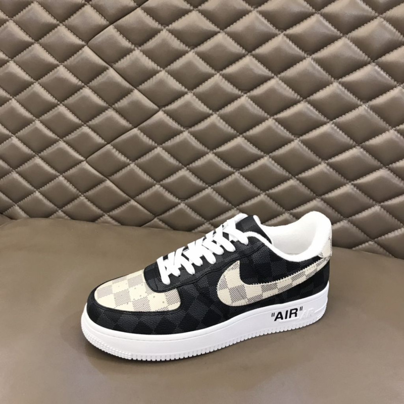 l**is V*t*n x nike air force 1 black checkerboard sneakers men women