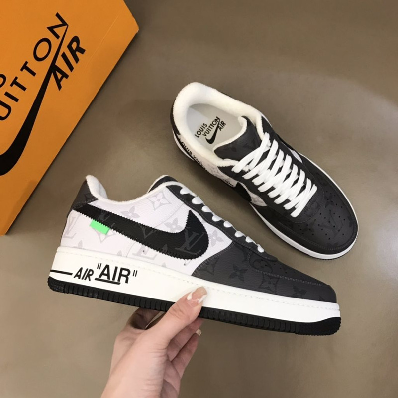 l**is V*t*n x nike air force 1 black white sneakers man woman