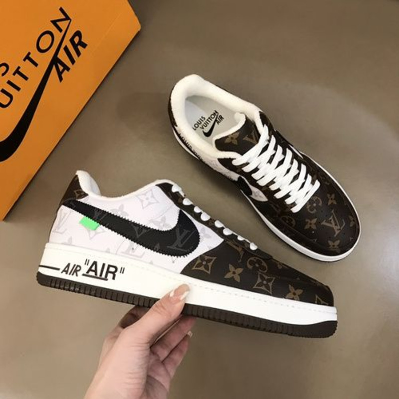 l**is V*t*n x nike air force 1 black white sneakers man woman