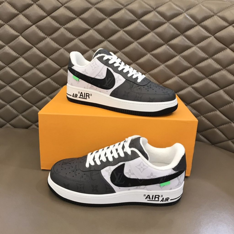 l**is V*t*n x nike air force 1 black white sneakers man woman