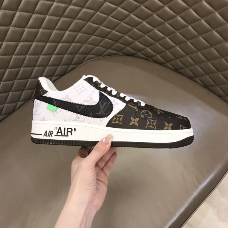 l**is V*t*n x nike air force 1 brown white sneakers man woman