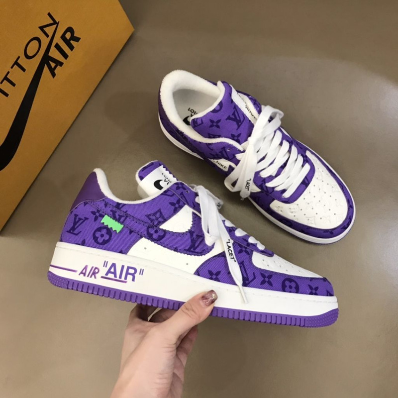 l**is V*t*n x nike air force 1 purple sneakers men women