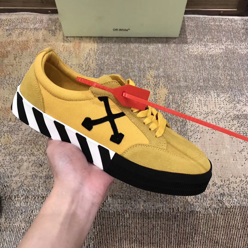 Off-White Low Top Stripe Sneakers in Yellow