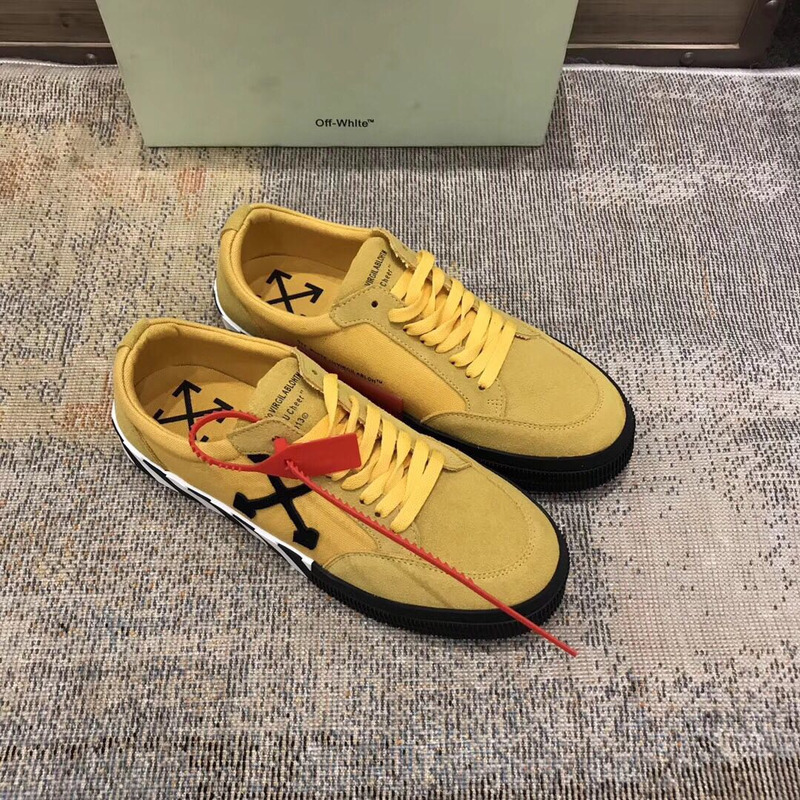 Off-White Low Top Stripe Sneakers in Yellow