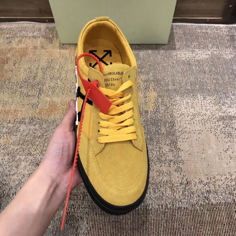 Off-White Low Top Stripe Sneakers in Yellow