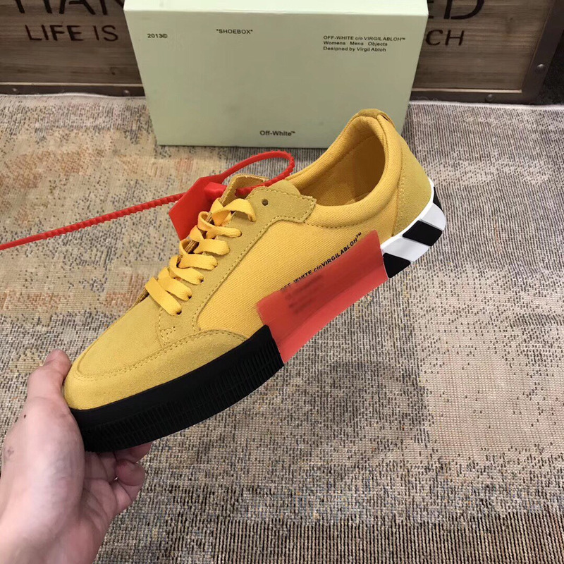 Off-White Low Top Stripe Sneakers in Yellow