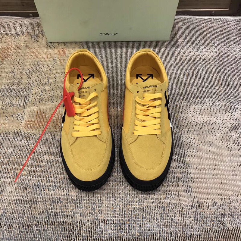 Off-White Low Top Stripe Sneakers in Yellow