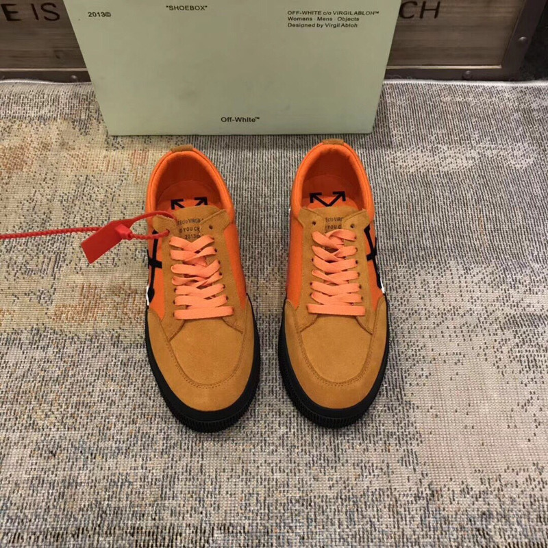 Off-White Low Top Stripe Sneakers in Orange