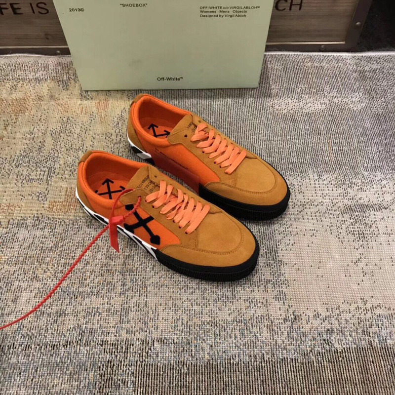 Off-White Low Top Stripe Sneakers in Orange