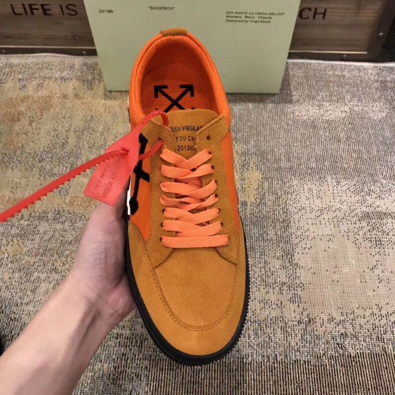 Off-White Low Top Stripe Sneakers in Orange