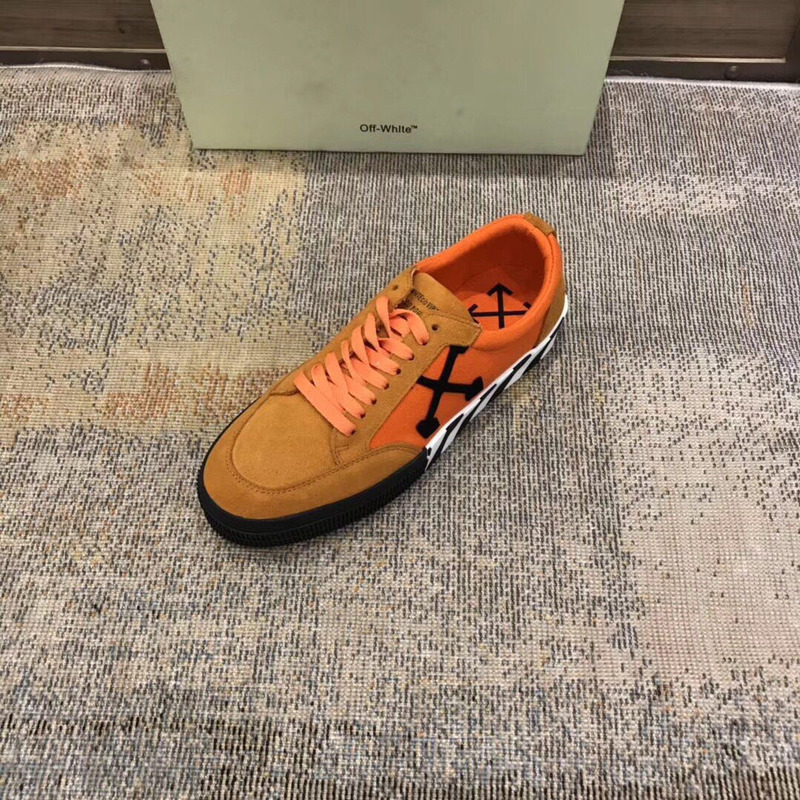 Off-White Low Top Stripe Sneakers in Orange