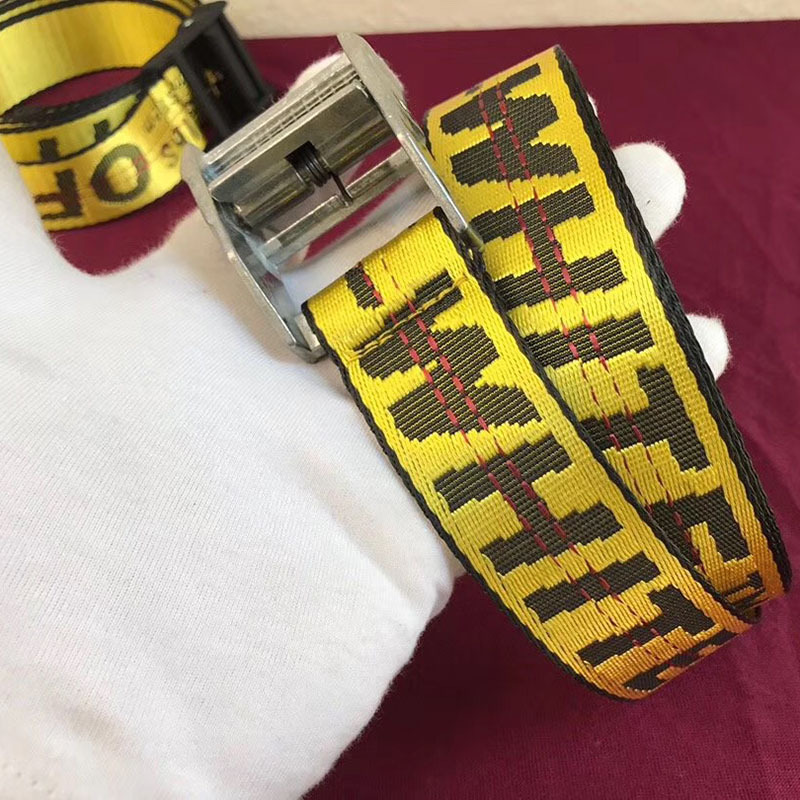 Off-White Waist Belt in Yellow With Silver Buckle