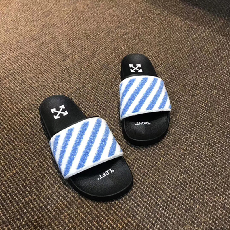 Off-White BlueWhite Flyknit Sliders